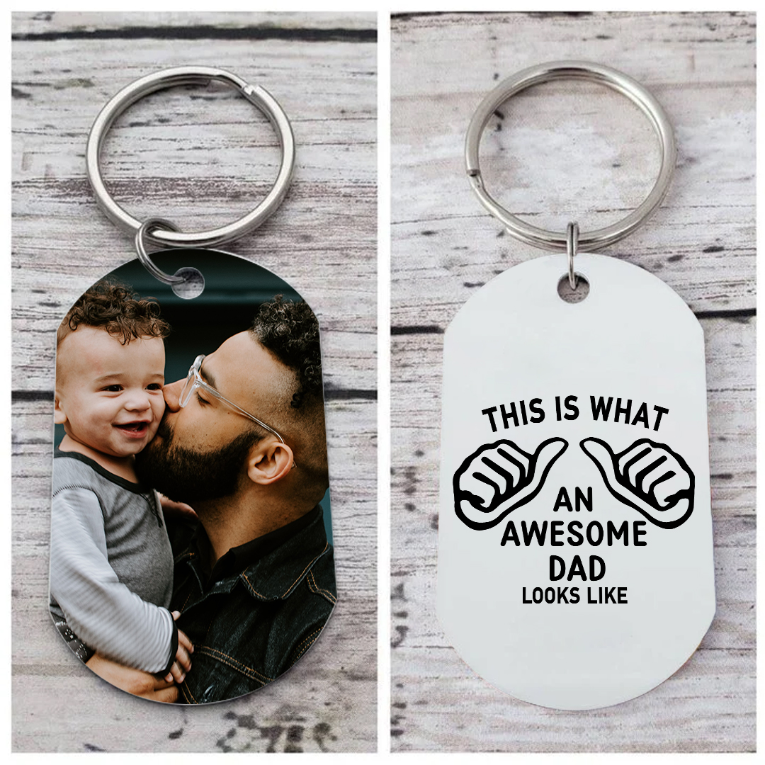 Personalized Photo Keychain This Is What an Awesome Dad Looks Like Gift for Dad | Lorajewel