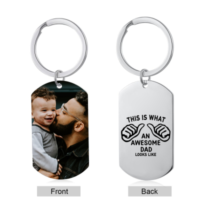 Personalized Photo Keychain This Is What an Awesome Dad Looks Like Gif