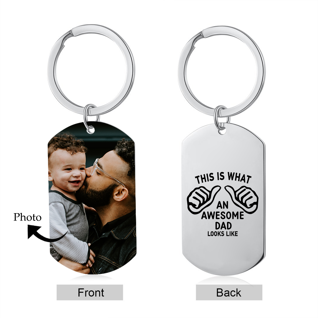 Personalized Photo Keychain This Is What an Awesome Dad Looks Like Gift for Dad | Lorajewel