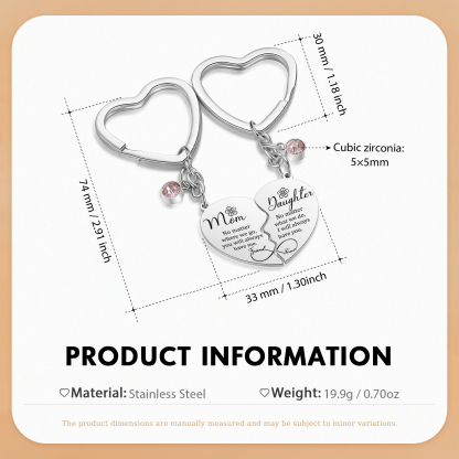 Personalized Mom & Daughter Birthstone Heart Keychain – Keepsake Gift for Mother's Day | Lorajewel