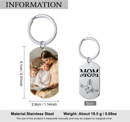 Personalized Keychain Engrave 3 Names & 1 Photo - Gift for Mother's Day | Lorajewel