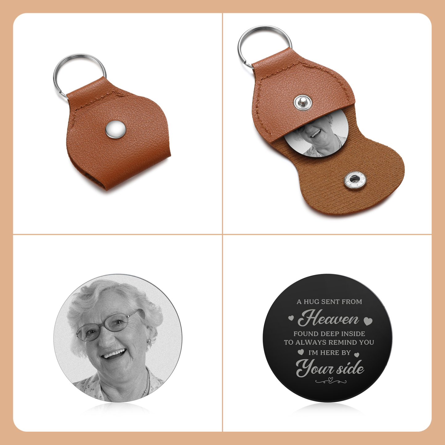 Personalized Photo Keyring with Hidden Message – A Hug from Heaven | Lorajewel