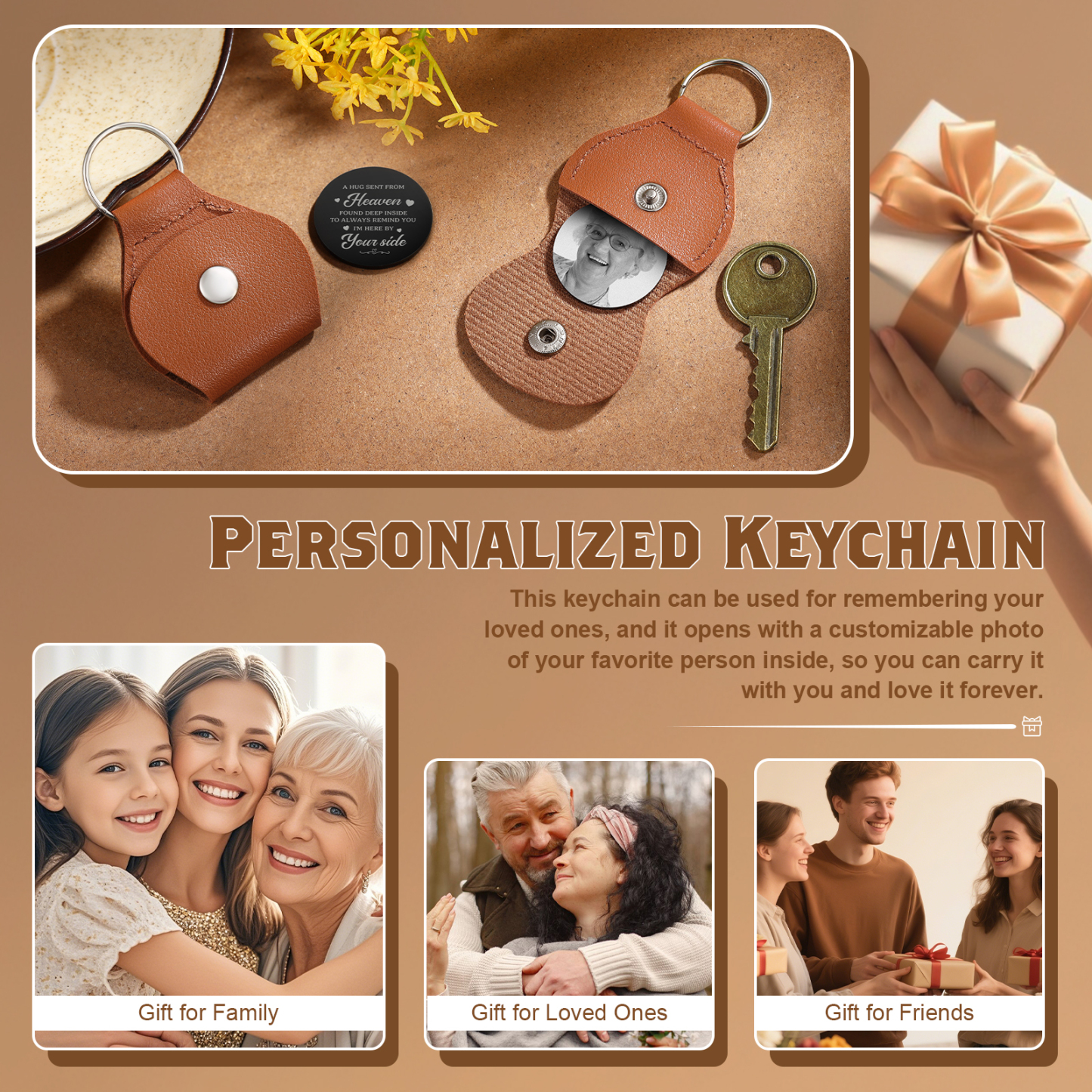 Personalized Photo Keyring with Hidden Message – A Hug from Heaven | Lorajewel