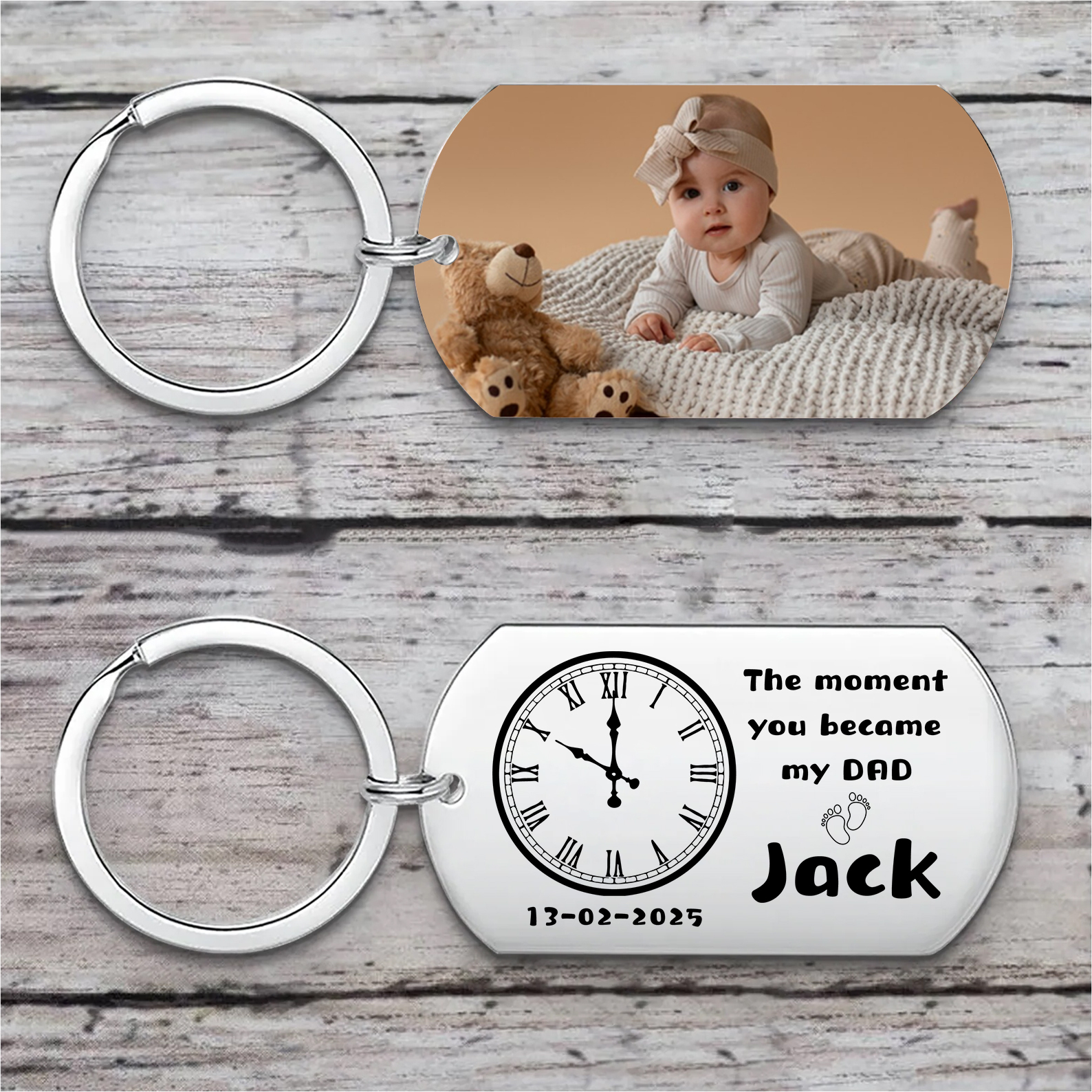 2 Names -Personalized Bat Keyring Father Keyring Gifts for Batman Dad - My Superhero's Name Is Dad