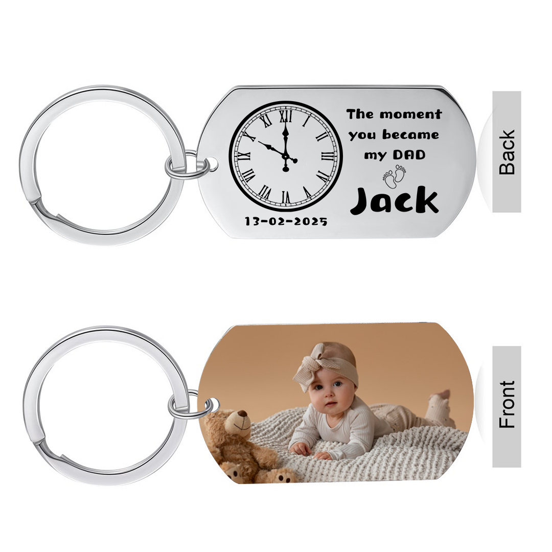 Personalized Name and Photo Father Keyring Gifts for Dad-" The mome |