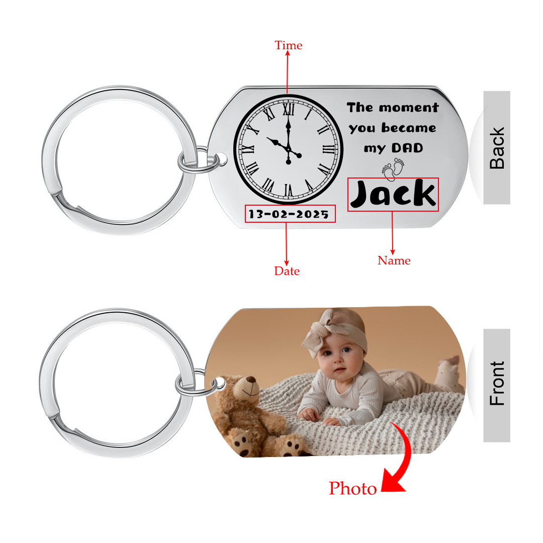 2 Names -Personalized Bat Keyring Father Keyring Gifts for Batman Dad - My Superhero's Name Is Dad