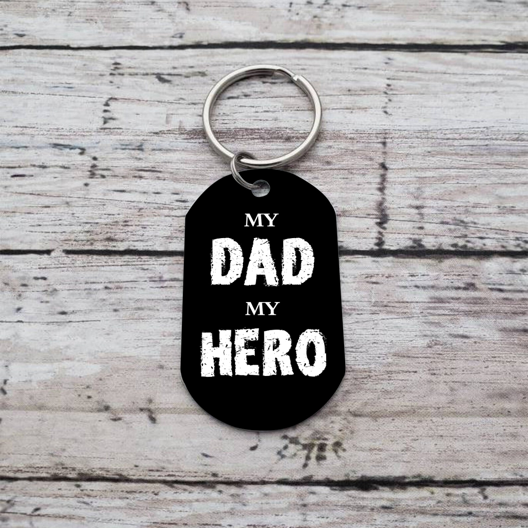 Personalized Name and Photo Father Keyring Gifts for Dad - " My Dad My Hero" | Lorajewel