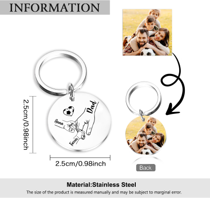 Personalized 3 Names & 1 Photo Keychain – Custom Names & Football Design Gift for Father’s Day | Lorajewel