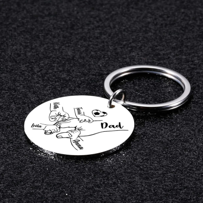 Personalized 5 Names & 1 Photo Keychain – Custom Names & Football Design Gift for Father’s Day | Lorajewel