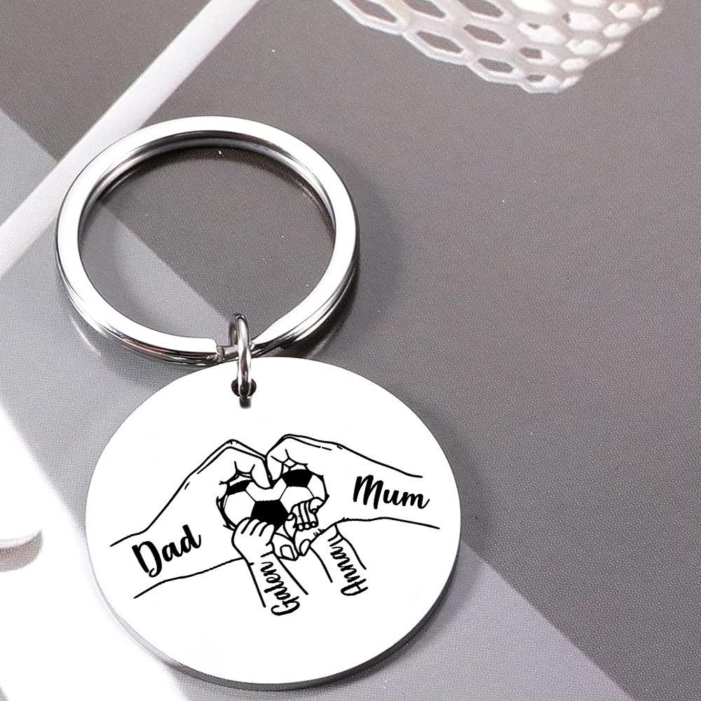 Custom Family Photo Keyring for Mom & Dad – Personalized Gift with 4 Names & 1 Photo | Lorajewel