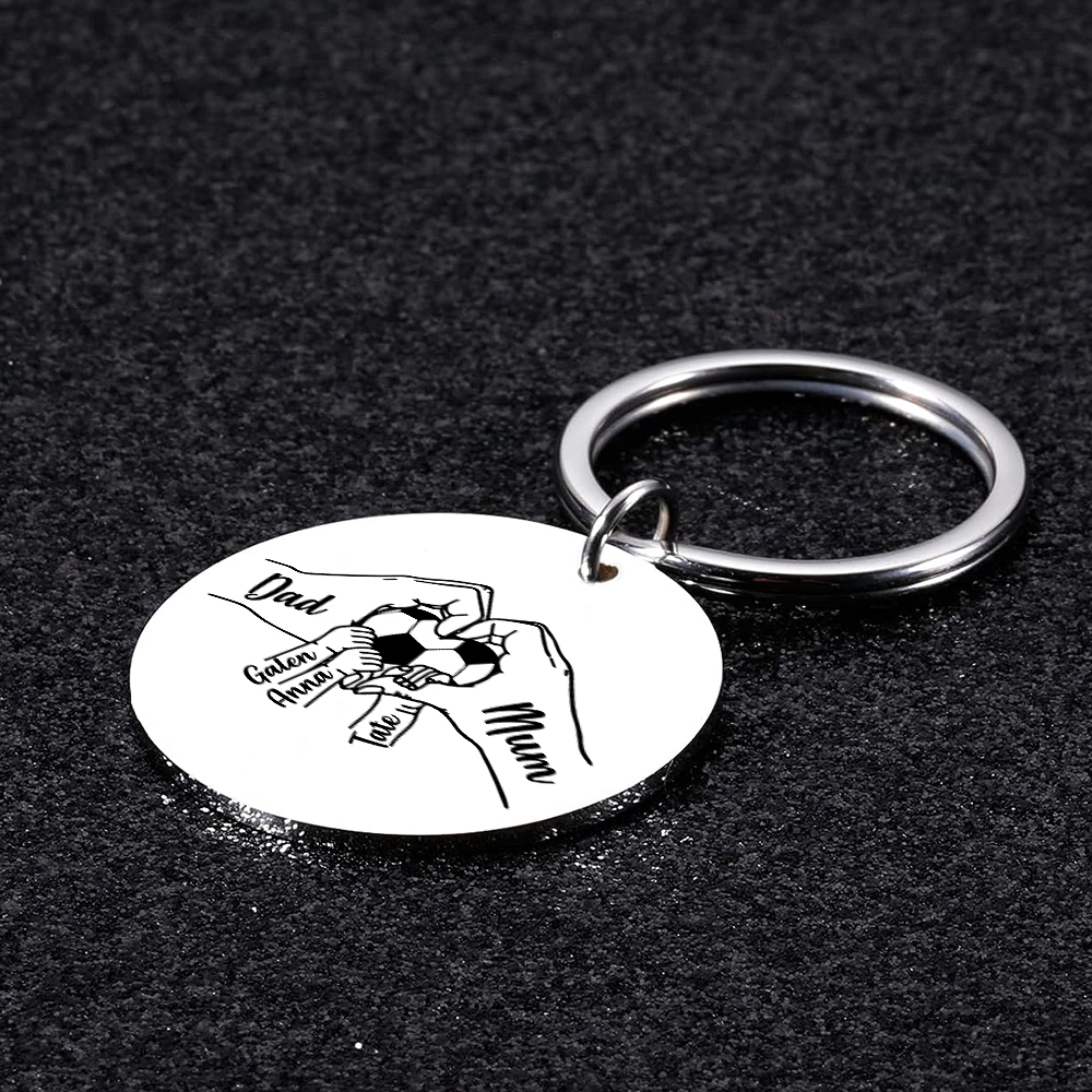 Custom Family Photo Keyring for Mom & Dad – Personalized Gift with 5 Names & 1 Photo | Lorajewel