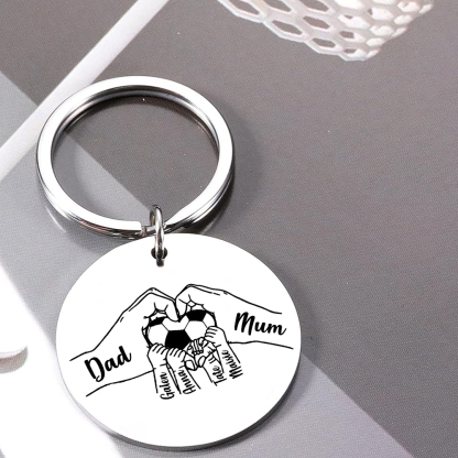 Custom Family Photo Keyring for Mom & Dad – Personalized Gift with 6 Names & 1 Photo | Lorajewel