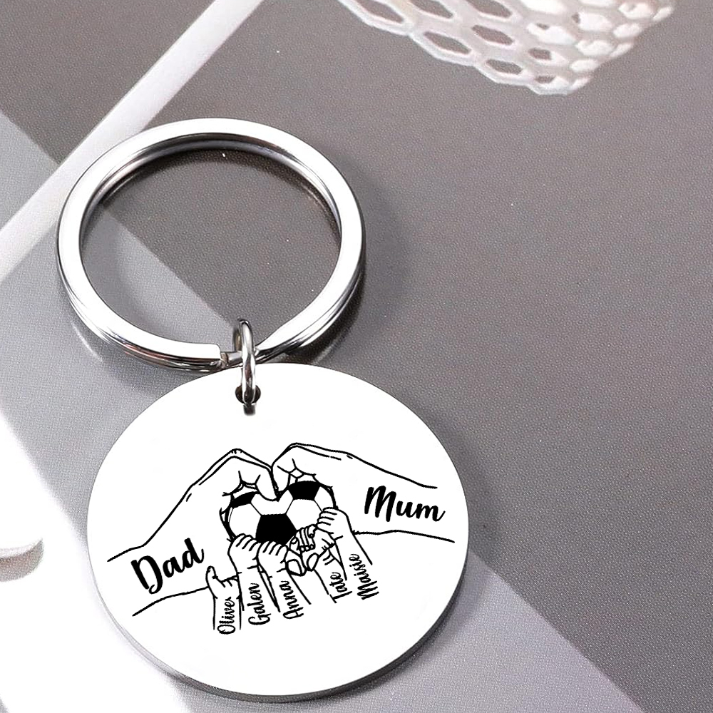 Custom Family Photo Keyring for Mom & Dad – Personalized Gift with 7 Names & 1 Photo | Lorajewel