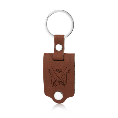 Personalized Couple Leather Photo Keychain with Calendar
