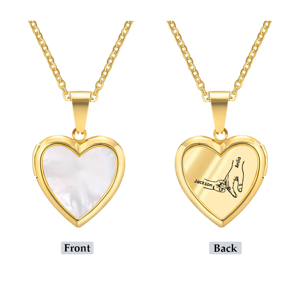 Personalized Family Heart Photo Locket Necklace for Women