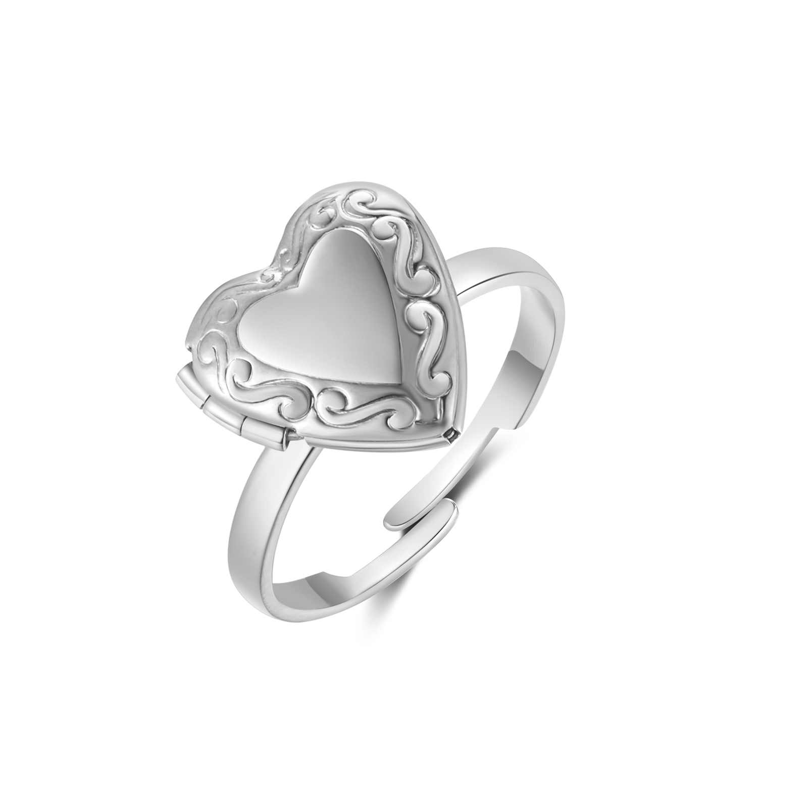 Personalized Adjustable Heart Photo Locket Ring