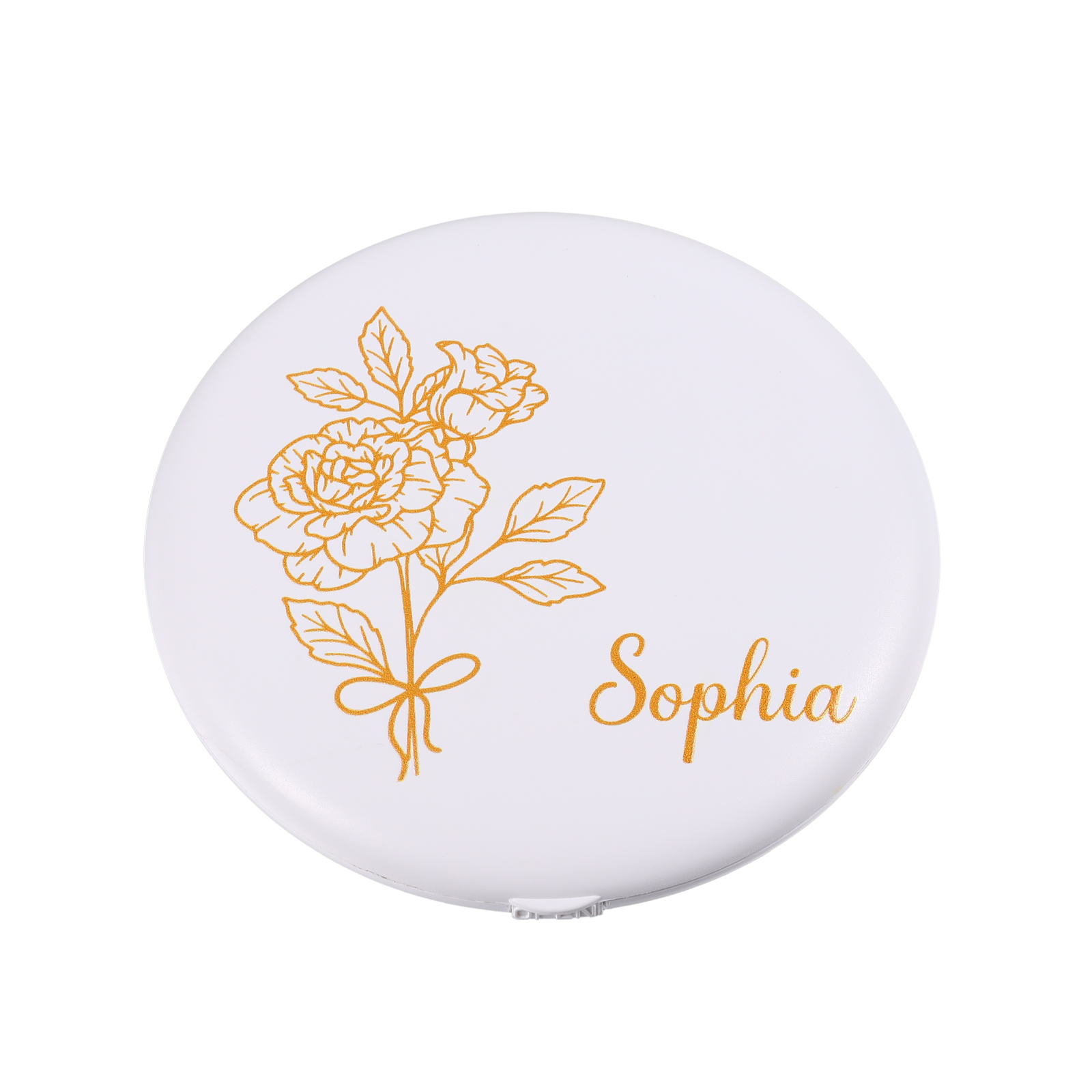 Personalized Birth Flower Pocket Mirror with Led Light Custom Name Compact Mirror Gifts for Her