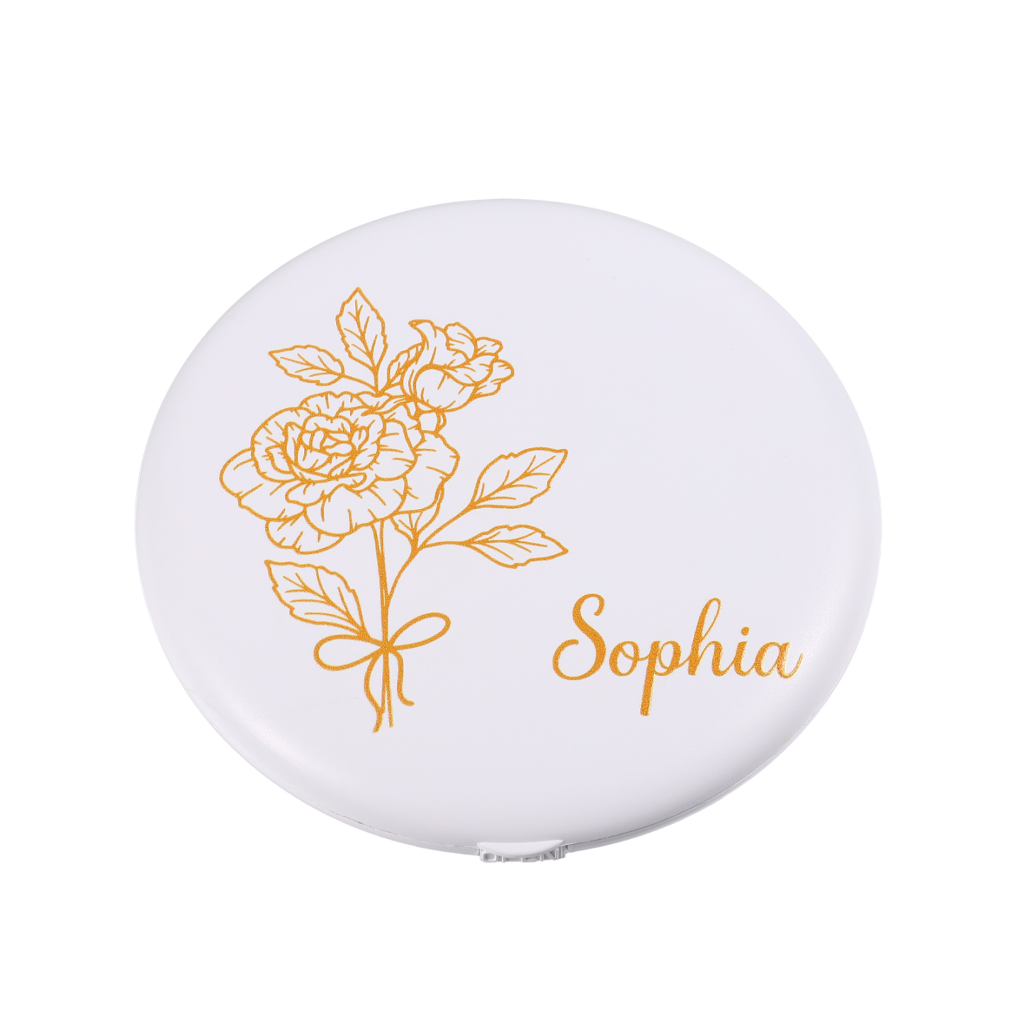 Personalized Birth Flower Pocket Mirror with Led Light Custom Name Compact Mirror Gifts for Her