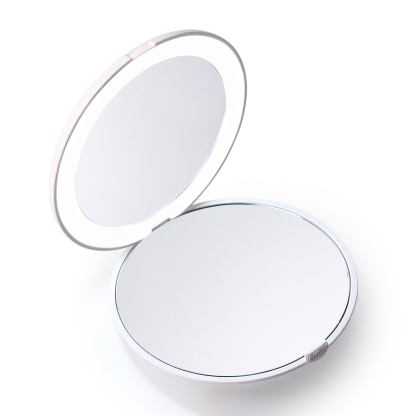 Personalized Birth Flower Pocket Mirror with Led Light Custom Name Compact Mirror Gifts for Her