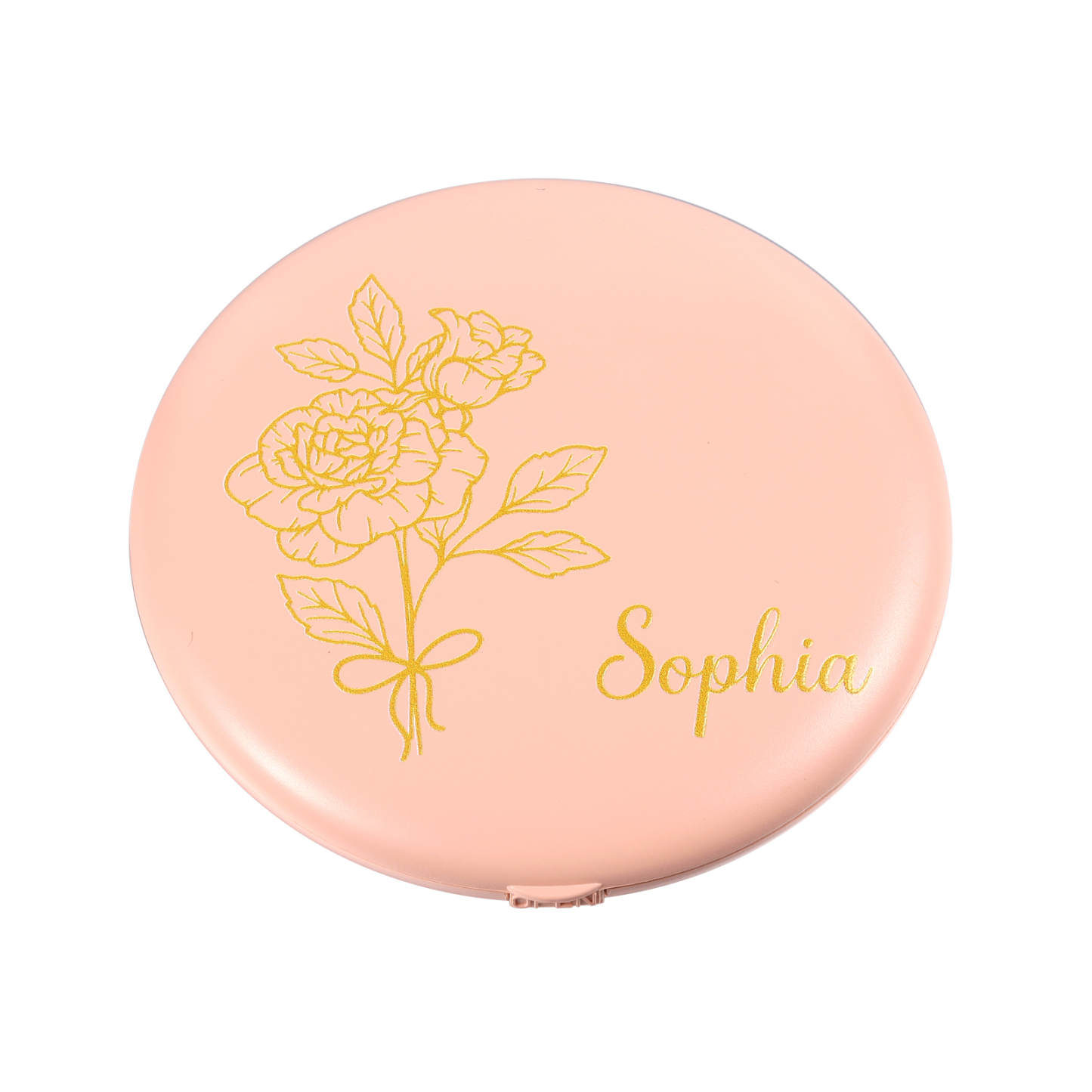 Personalized Birth Flower Pocket Mirror with Led Light Custom Name Compact Mirror Gifts for Her