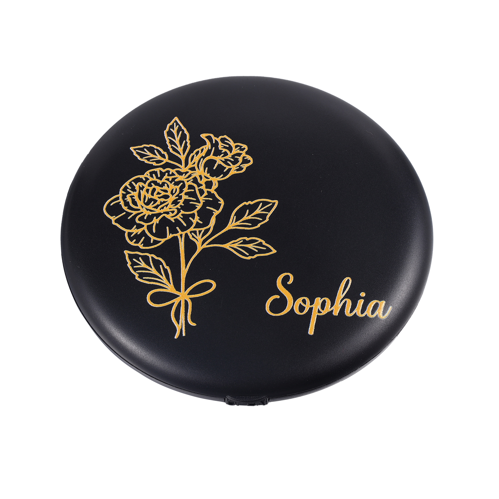 Personalized Birth Flower Pocket Mirror with Led Light Custom Name Compact Mirror Gifts for Her