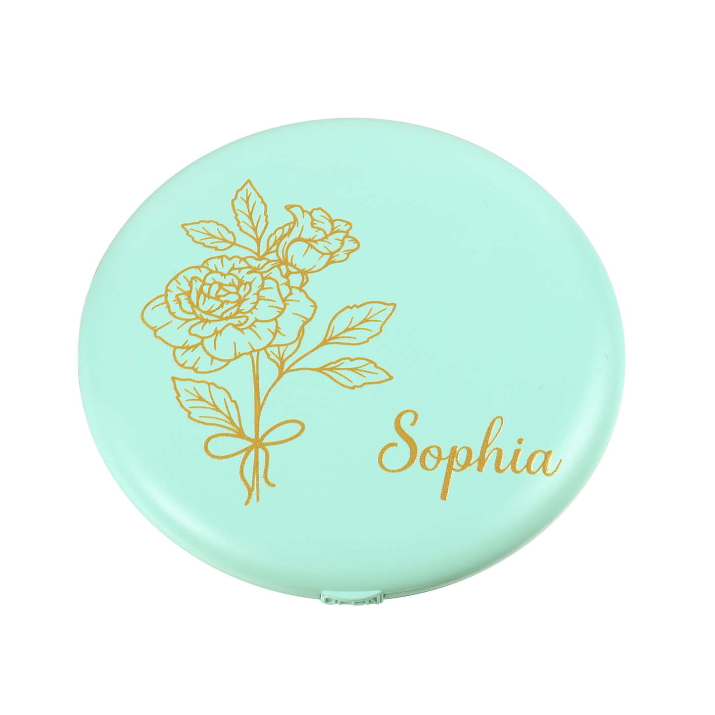 Personalized Birth Flower Pocket Mirror with Led Light Custom Name Compact Mirror Gifts for Her