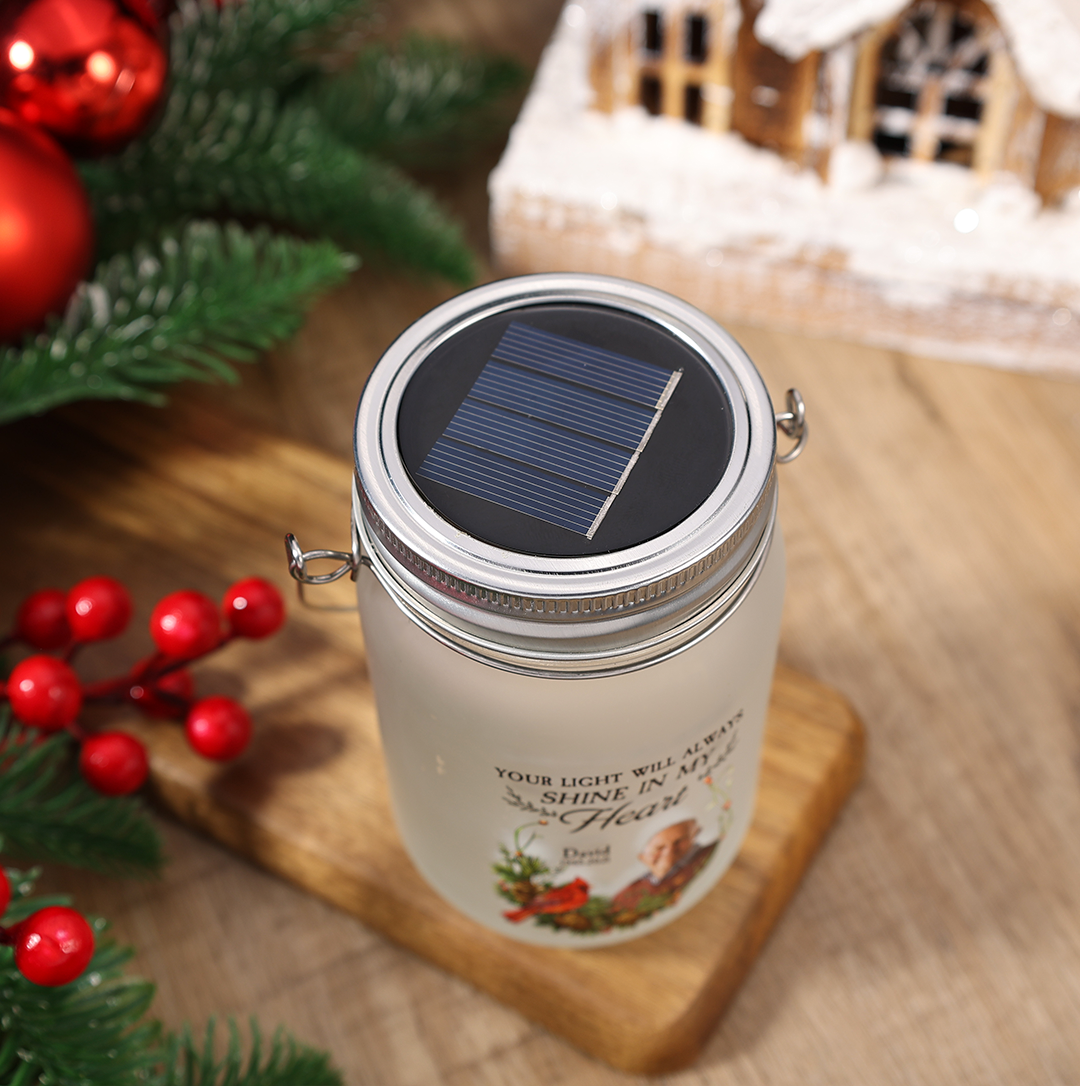 Personalized Mason Jar Light Custom Name & Photo & Date Bottle Memorial Gifts - Your Light Will Always Shine In My Heart