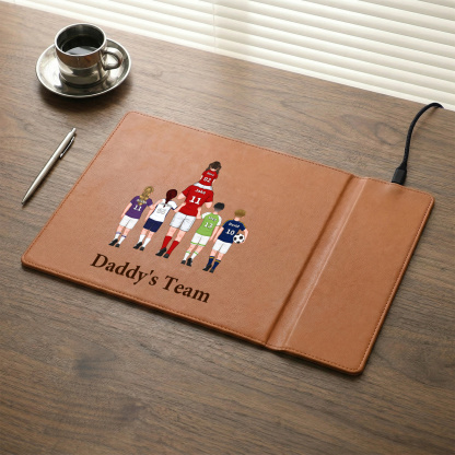 Personalized Football Family Charging Mouse Pad for Dad and Grandpa