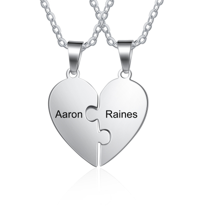 Custom Puzzle Piece Necklace with 2-8 Names, Stainless Steel Personalized Gift | Lorajewel
