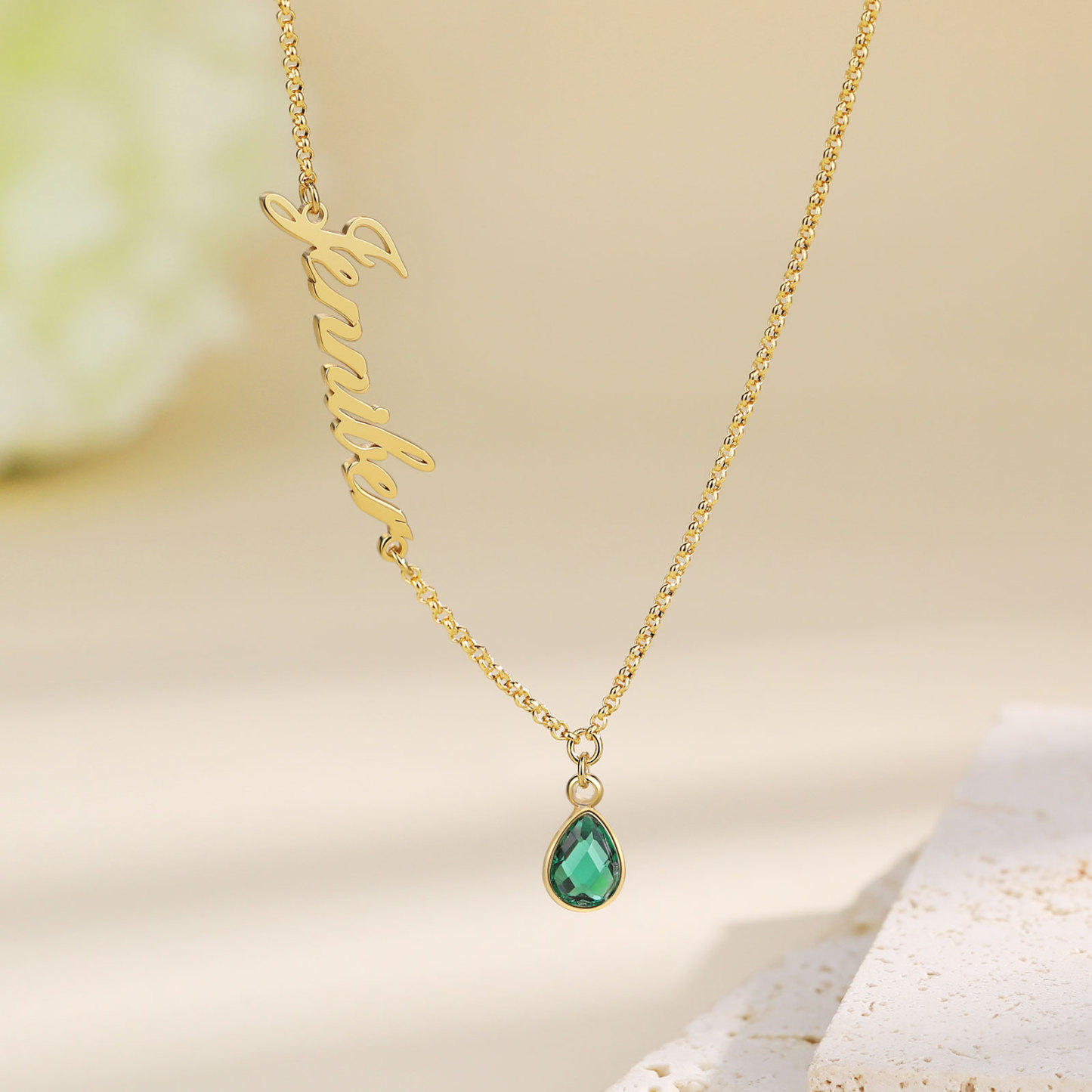 Personalized Name & Birthstone Necklace Women's Necklace Gold Birthday Gifts for Her