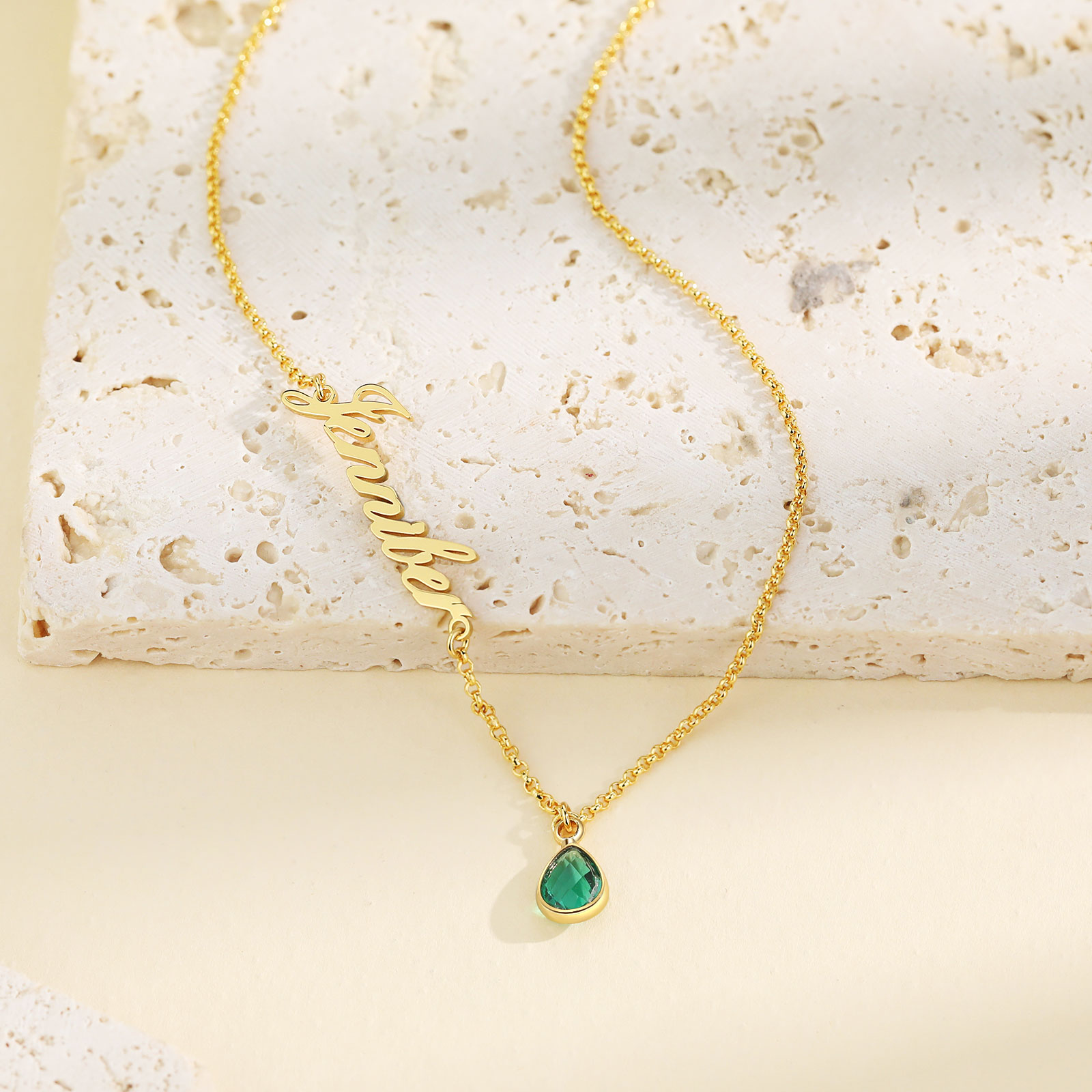 Personalized Name & Birthstone Necklace Women's Necklace Gold Birthday Gifts for Her