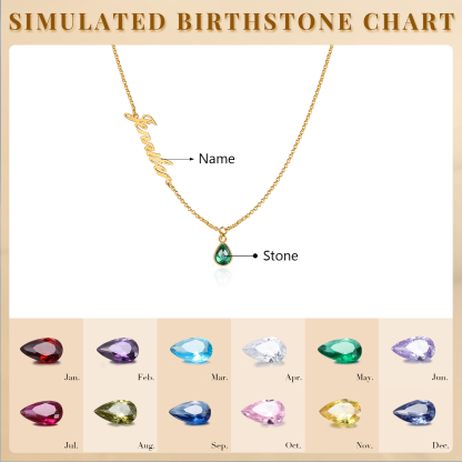 Personalized Name & Birthstone Necklace Women's Necklace Gold Birthday Gifts for Her