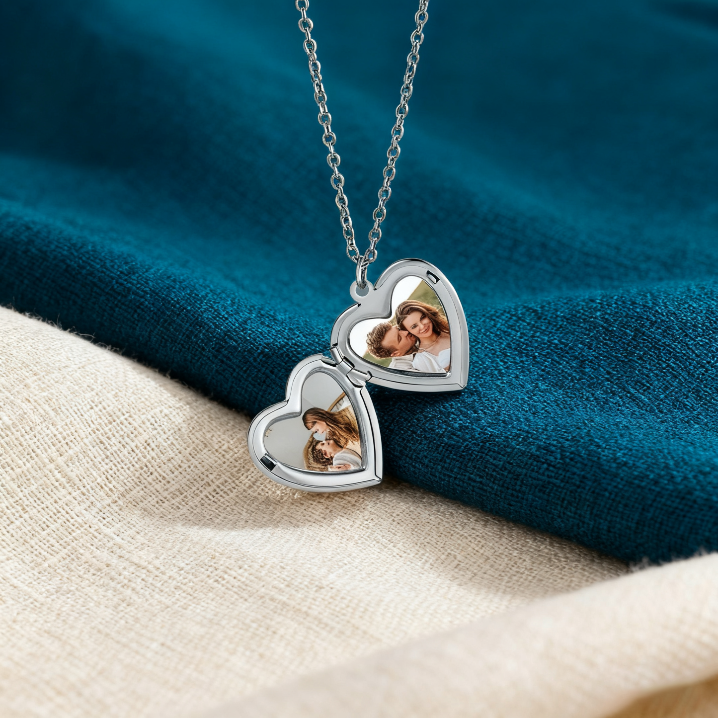 Personalized Heart Photo Necklace Folding Vintage Locket Necklace Gift for Mother