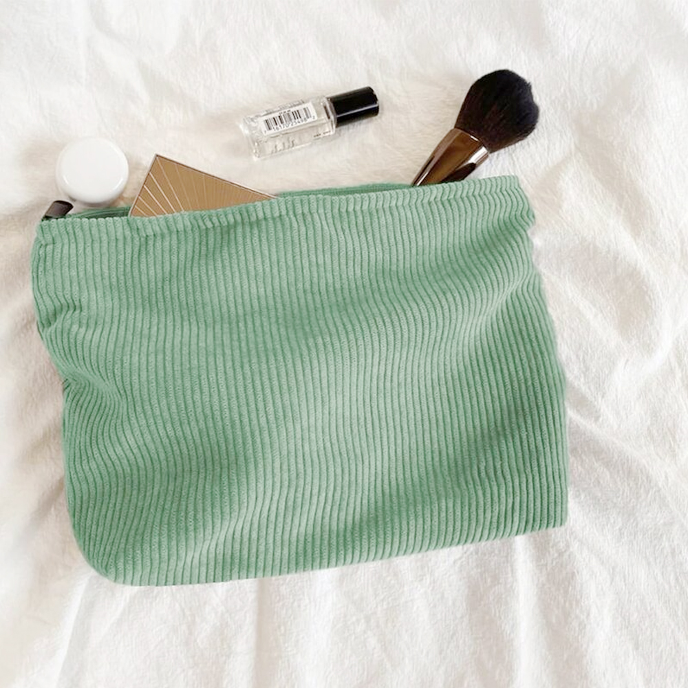 Soft Corduroy Makeup Bag Stylish Cosmetic Pouch Perfect Gift for Her