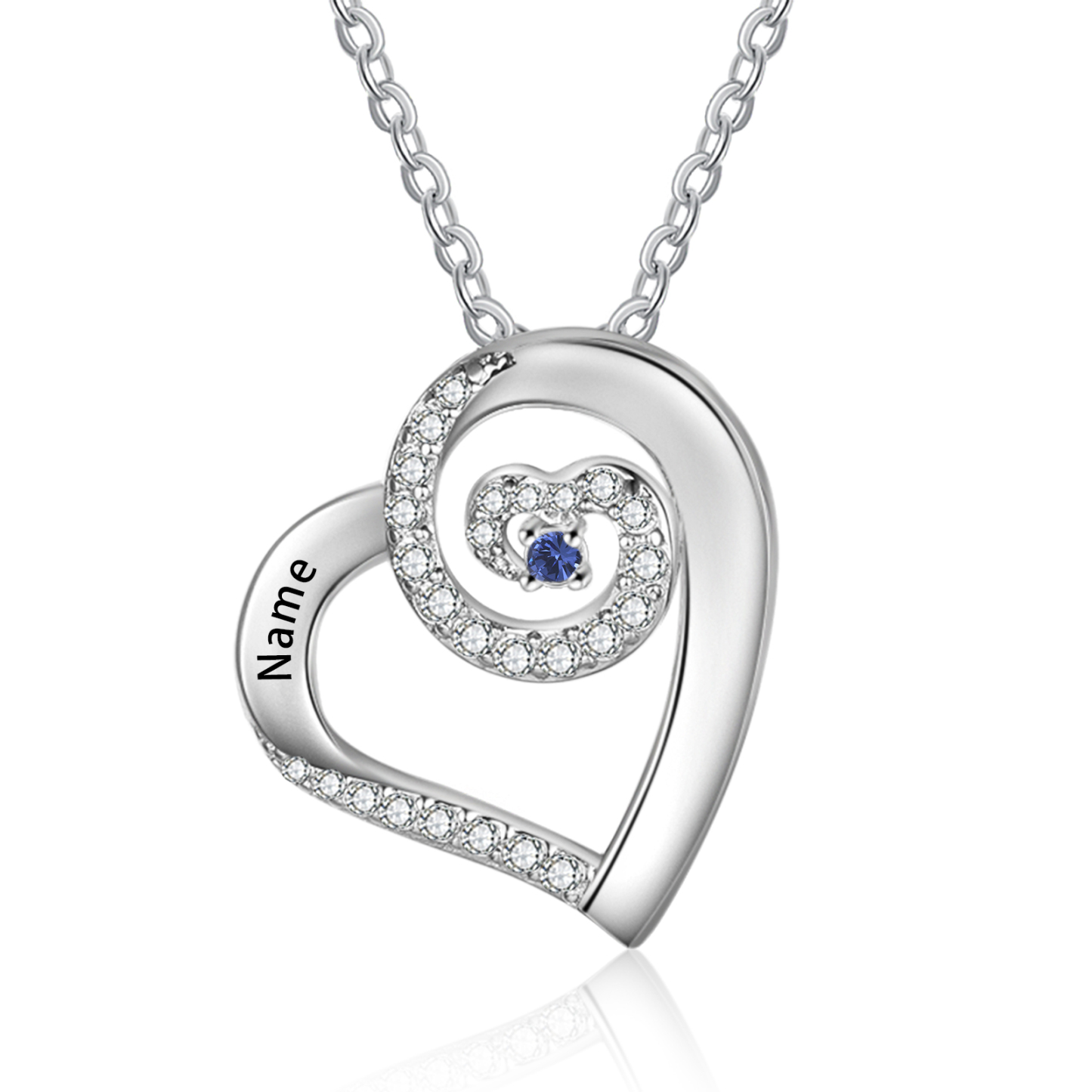 Personalised Heart Pendant Necklace Custom 1 Birthstone & 1 Name Gift for Women Girls