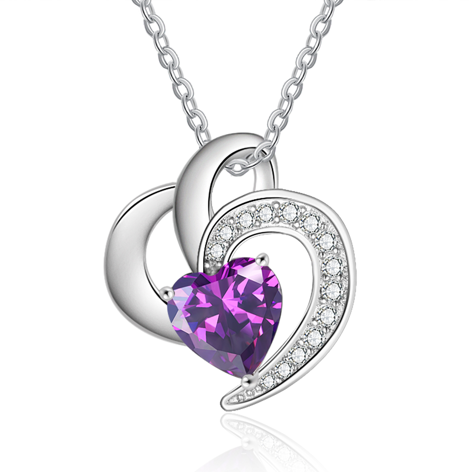 Personalized Heart Birthstone Necklace Custom 1 Name 1 Stone Mother Necklace Gift for Her