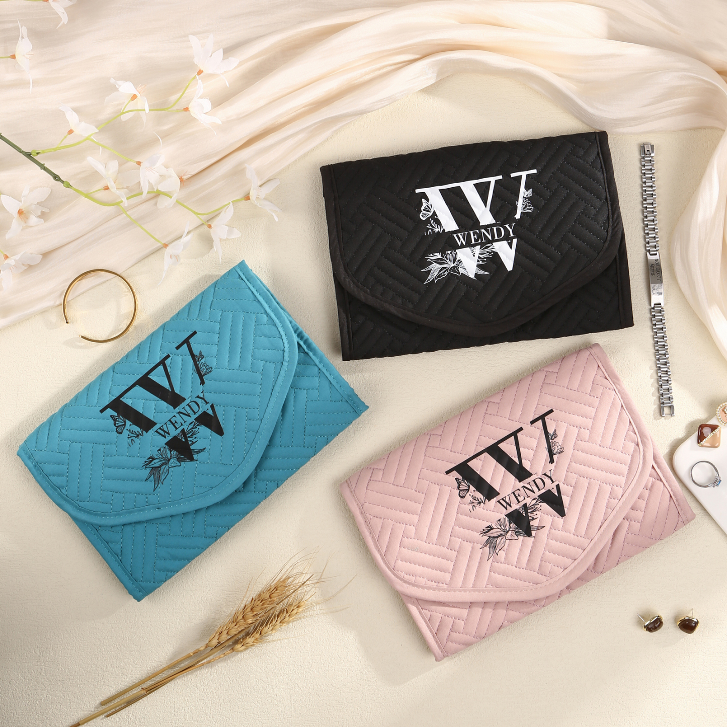 Personalized Name Multi-Functional Storage Jewelry Bag Custom Makeup Bag Jewelry Storage Gifts for Her