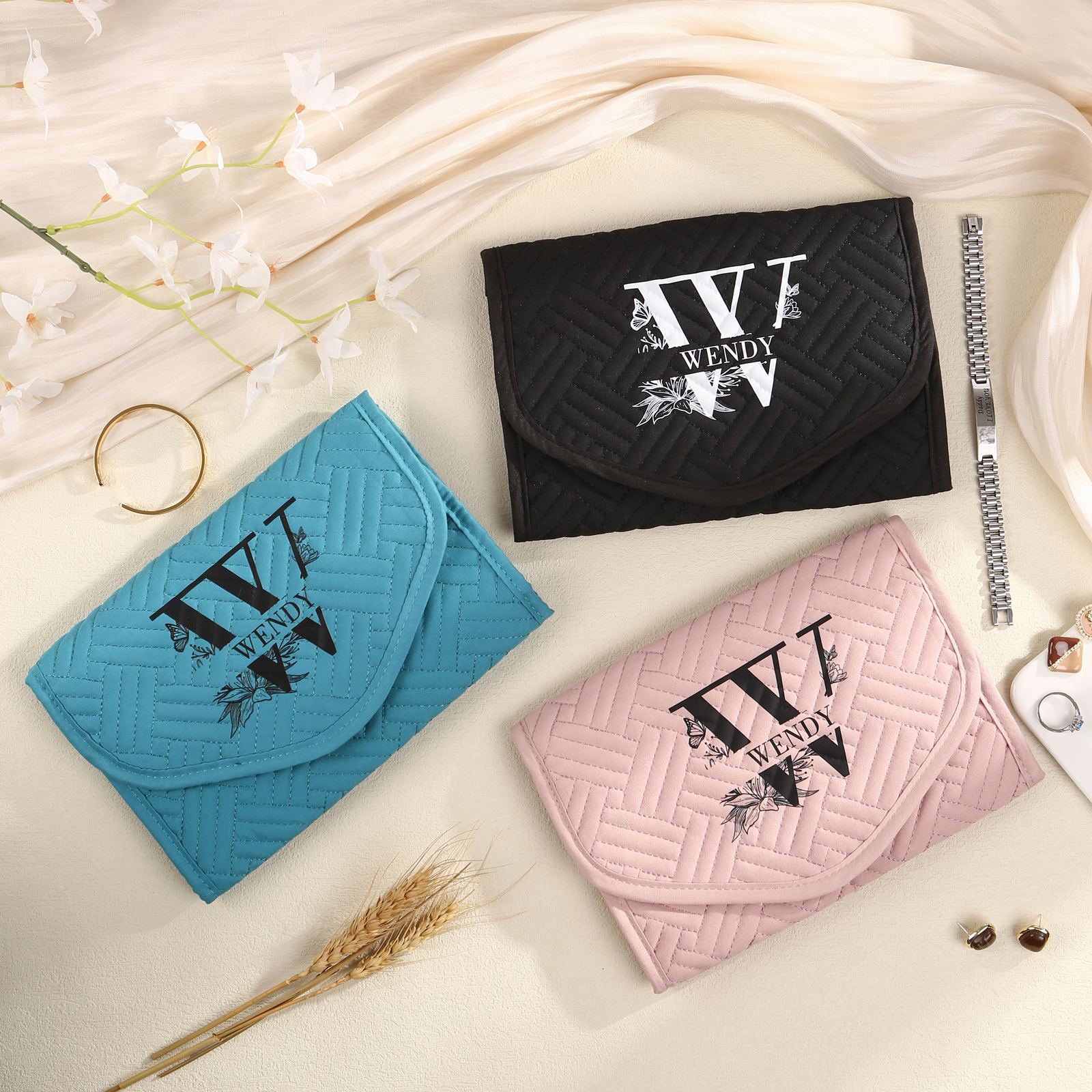 Personalized Name Multi-Functional Storage Jewelry Bag Custom Makeup Bag Jewelry Storage Gifts for Her
