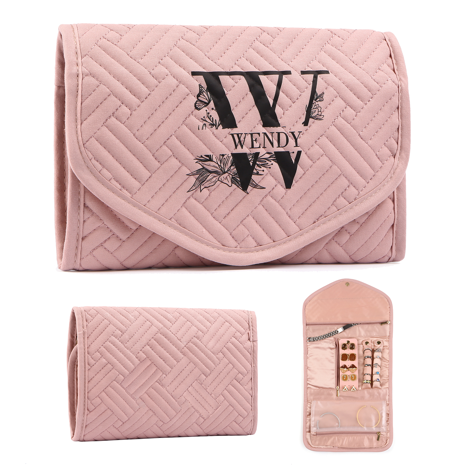 Personalized Name Multi-Functional Storage Jewelry Bag Custom Makeup Bag Jewelry Storage Gifts for Her