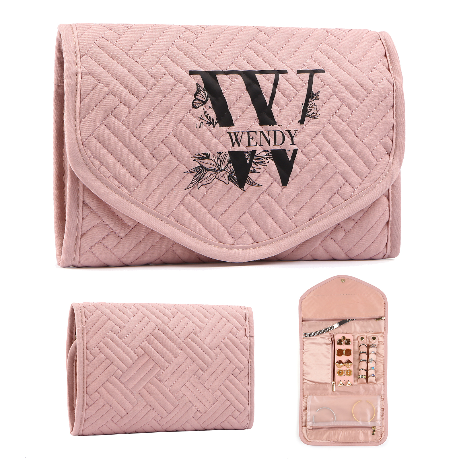 Personalized Name Multi-Functional Storage Jewelry Bag Custom Makeup Bag Jewelry Storage Gifts for Her