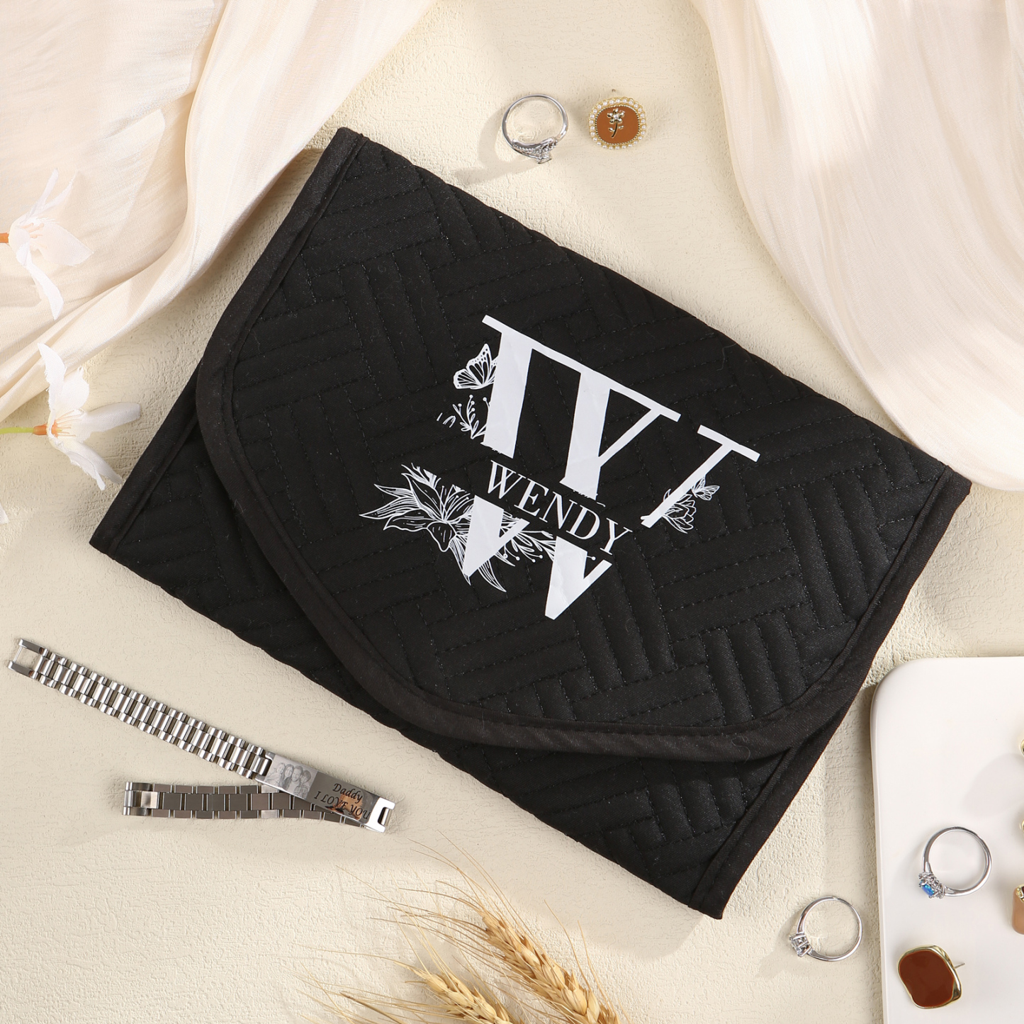 Personalized Name Multi-Functional Storage Jewelry Bag Custom Makeup Bag Jewelry Storage Gifts for Her