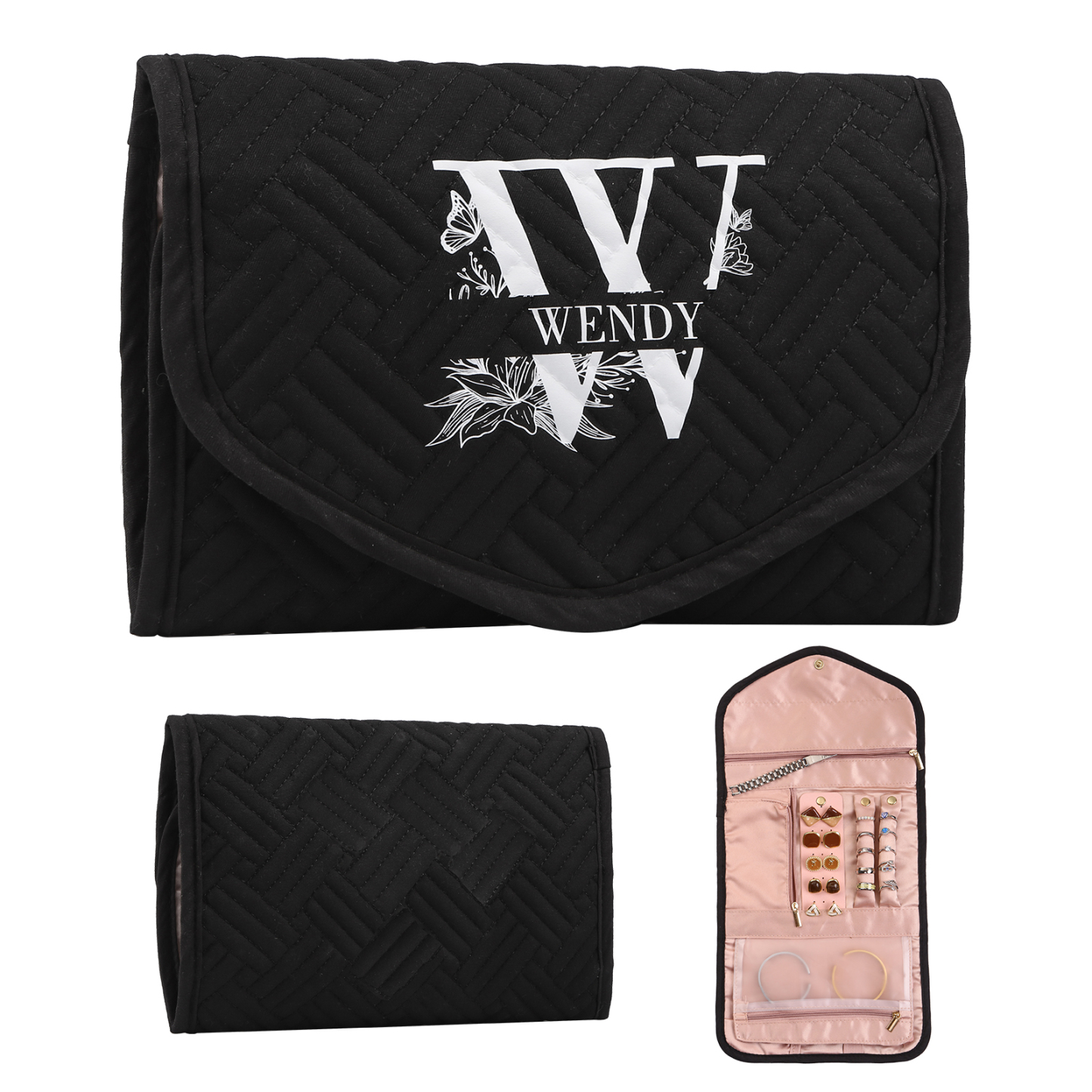 Personalized Name Multi-Functional Storage Jewelry Bag Custom Makeup Bag Jewelry Storage Gifts for Her