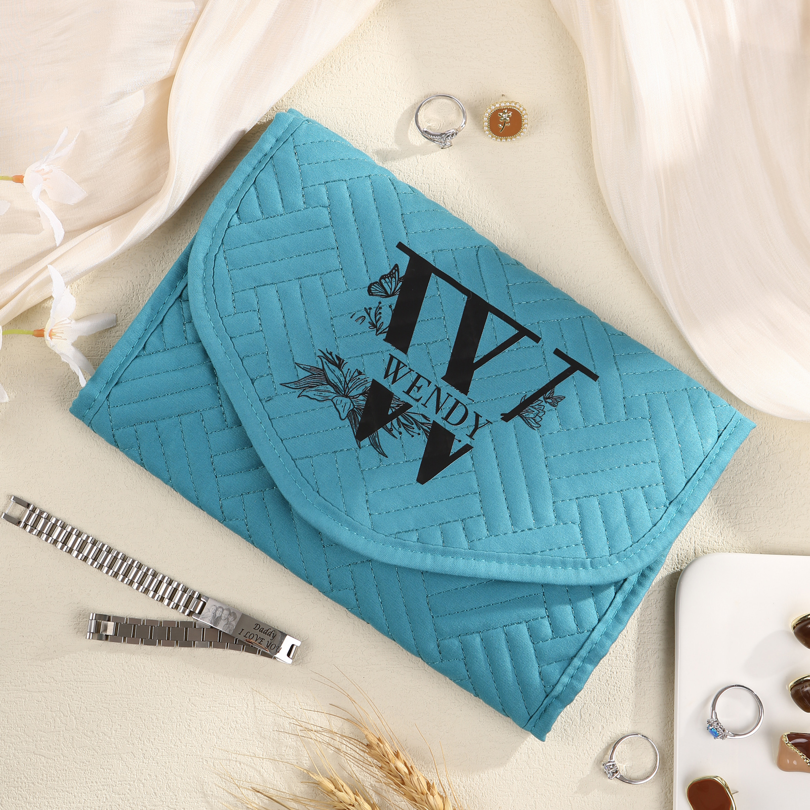 Personalized Name Multi-Functional Storage Jewelry Bag Custom Makeup Bag Jewelry Storage Gifts for Her