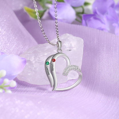 Personalized Heart Necklace with 2 Names & Birthstones A Thoughtful Gift for Her