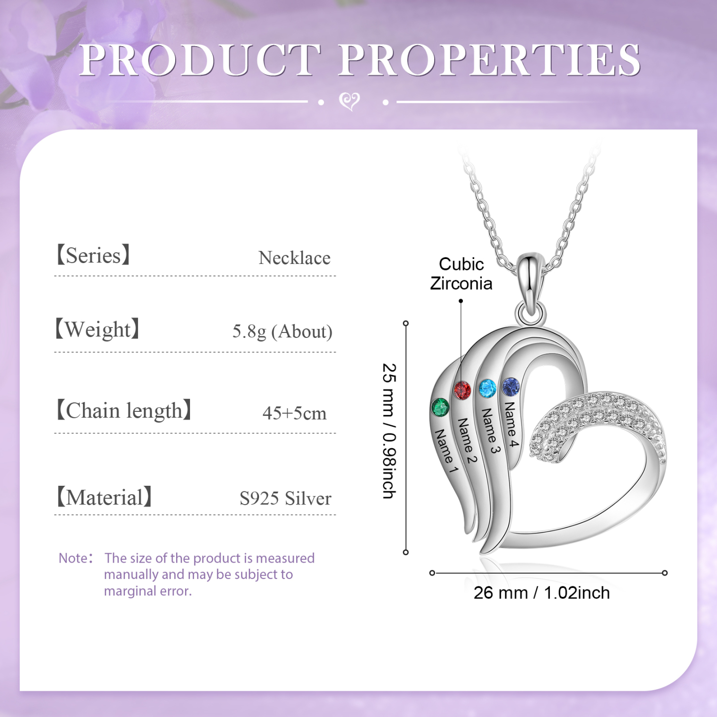 [Copy]Personalized Heart Necklace with 2 Names & Birthstones A Thoughtful Gift for Her