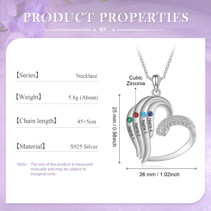 [Copy]Personalized Heart Necklace with 2 Names & Birthstones A Thoughtful Gift for Her