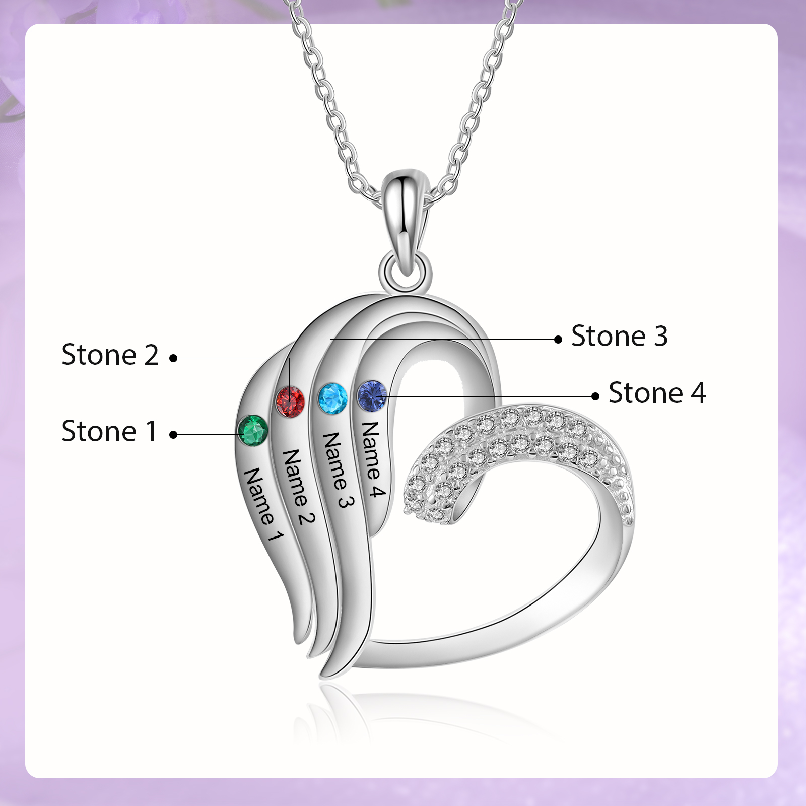 [Copy]Personalized Heart Necklace with 2 Names & Birthstones A Thoughtful Gift for Her