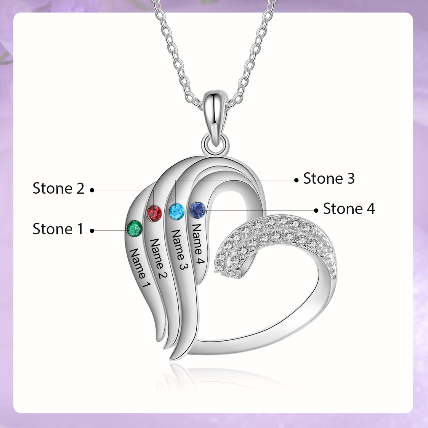 [Copy]Personalized Heart Necklace with 2 Names & Birthstones A Thoughtful Gift for Her