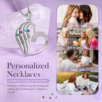 [Copy]Personalized Heart Necklace with 2 Names & Birthstones A Thoughtful Gift for Her