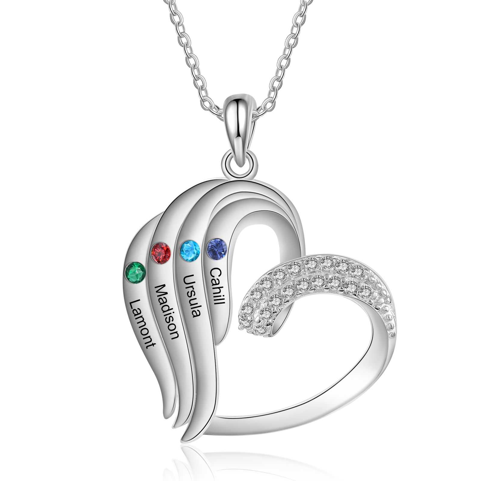 [Copy]Personalized Heart Necklace with 2 Names & Birthstones A Thoughtful Gift for Her